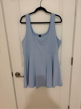 Sleeveless Light Blue Tennis Dress with Scoop Neck